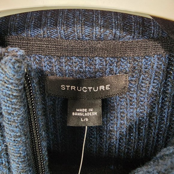New Structure zip up blue and black heather cardigan sweater, size Large. - Picture 3 of 6
